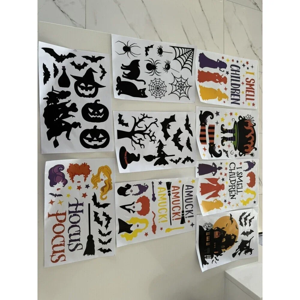 Halloween Window Stickers, 9 Sheets Halloween Window Cling Decals for Halloween